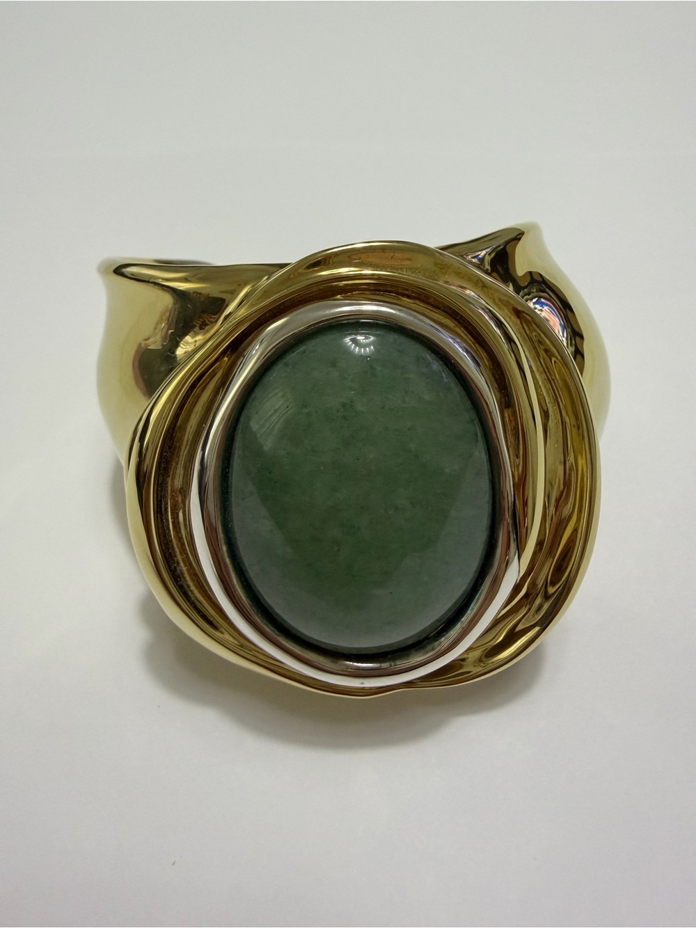 RLM Studio Sterling Silver And Brass Large Cuff Bracelet With An Oval Stone - Picture 3 of 9
